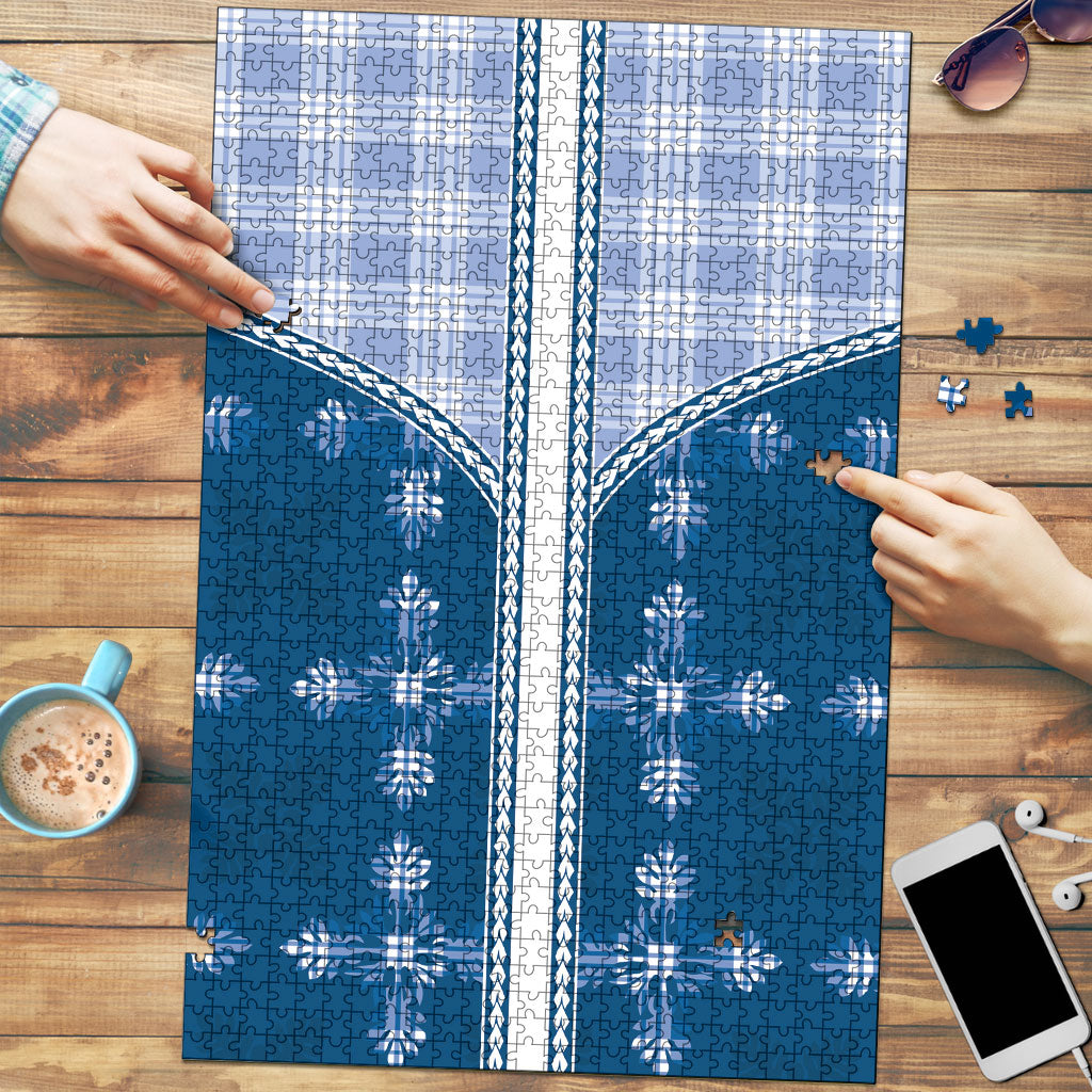 Blue Hawaii Paniolo Quilt Motif Puzzle LT05 Blue - Polynesian Pride