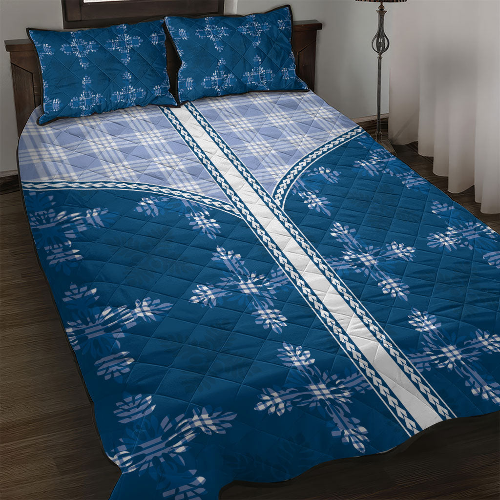 Blue Hawaii Paniolo Quilt Motif Quilt Bed Set