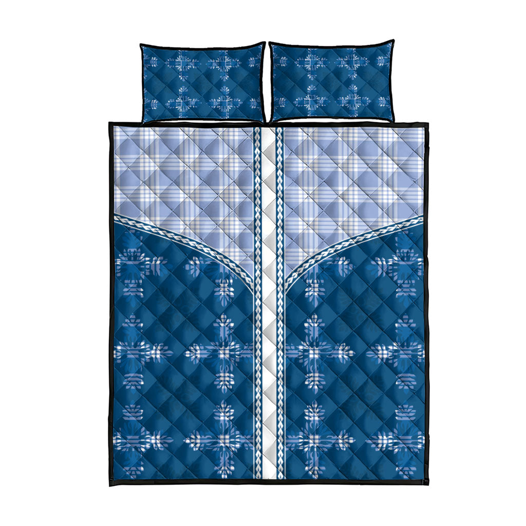 Blue Hawaii Paniolo Quilt Motif Quilt Bed Set