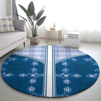 Blue Hawaii Paniolo Quilt Motif Round Carpet