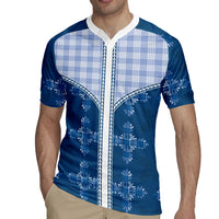 Blue Hawaii Paniolo Quilt Motif Rugby Jersey