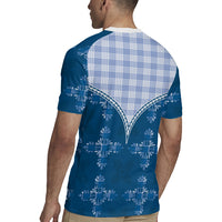 Blue Hawaii Paniolo Quilt Motif Rugby Jersey