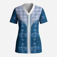 Blue Hawaii Paniolo Quilt Motif Scrub Top