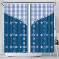 Blue Hawaii Paniolo Quilt Motif Shower Curtain