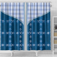 Blue Hawaii Paniolo Quilt Motif Shower Curtain