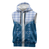 Blue Hawaii Paniolo Quilt Motif Sleeveless Hoodie