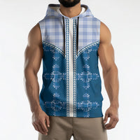 Blue Hawaii Paniolo Quilt Motif Sleeveless Hoodie