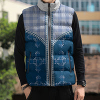 Blue Hawaii Paniolo Quilt Motif Sleeveless Puffer Jacket