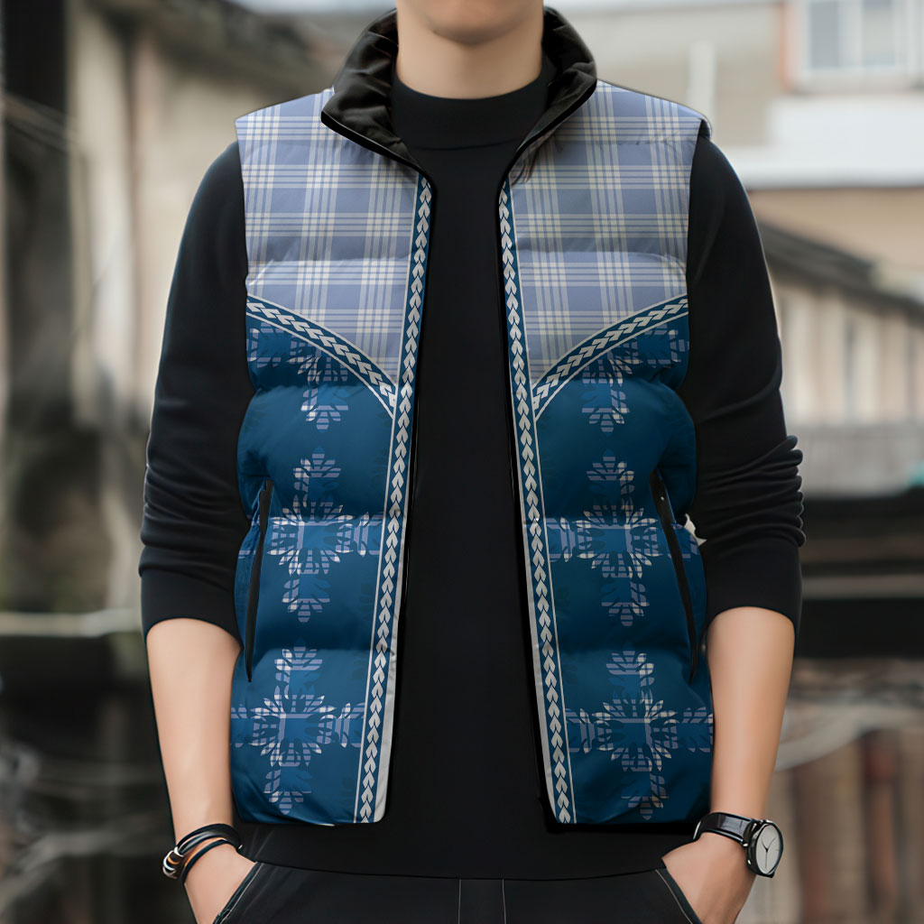 Blue Hawaii Paniolo Quilt Motif Sleeveless Puffer Jacket