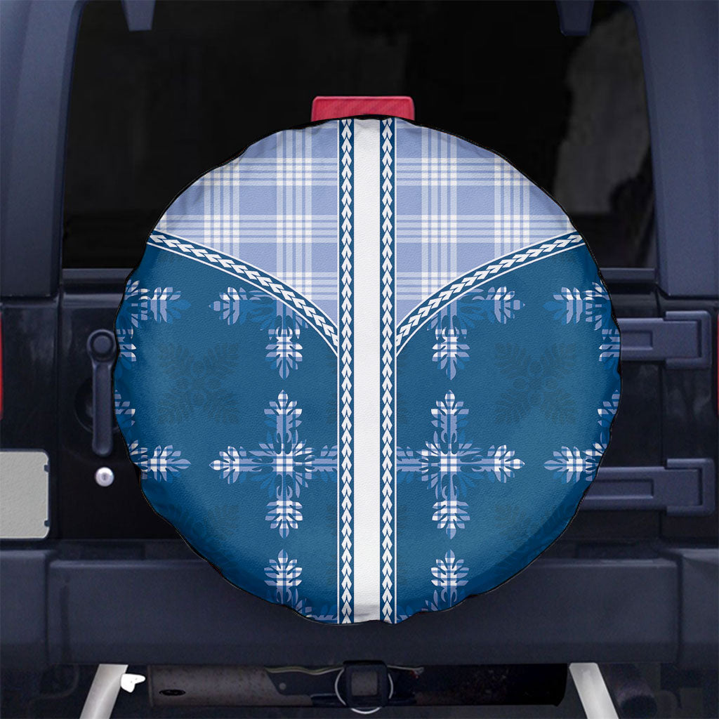 Blue Hawaii Paniolo Quilt Motif Spare Tire Cover LT05 No hole Blue - Polynesian Pride