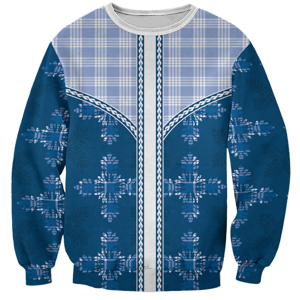 Blue Hawaii Paniolo Quilt Motif Sweatshirt