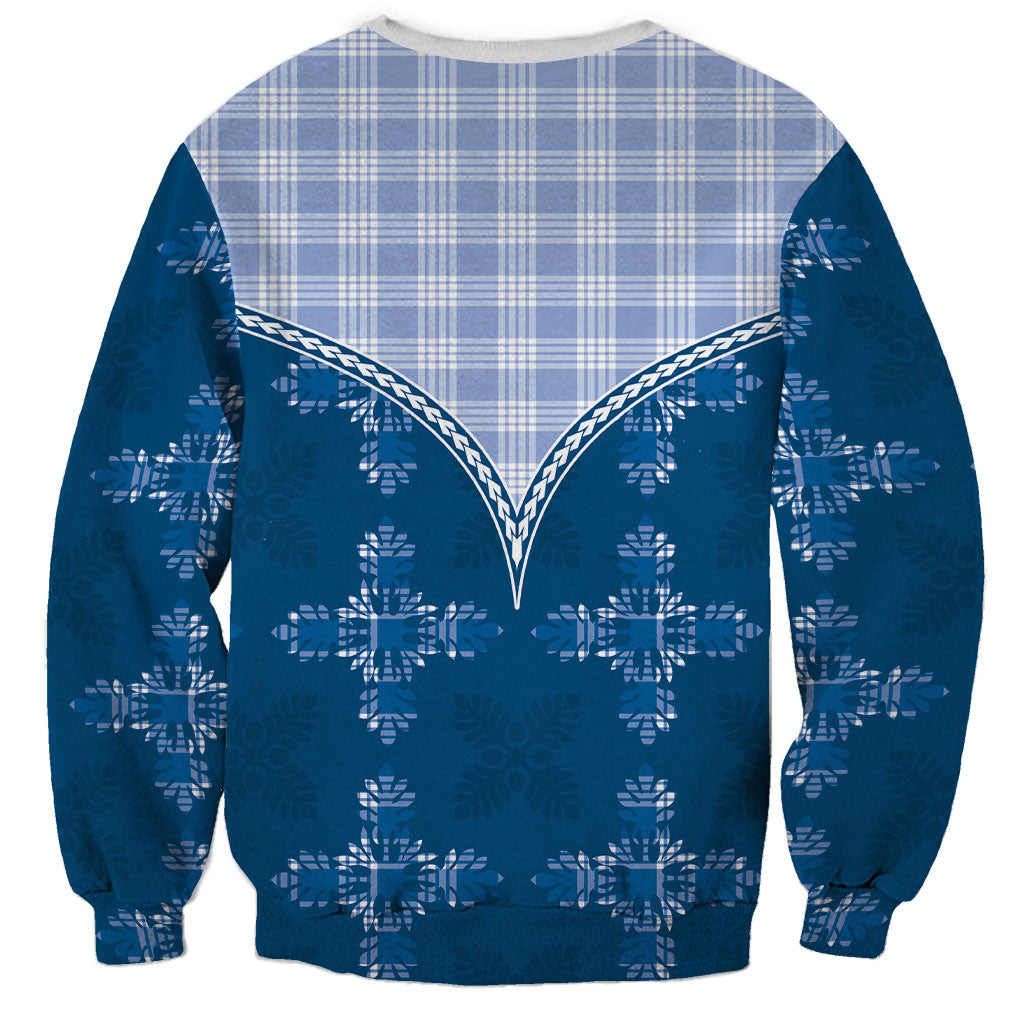 Blue Hawaii Paniolo Quilt Motif Sweatshirt