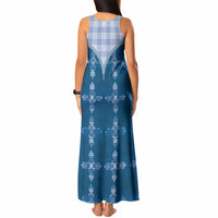 Blue Hawaii Paniolo Quilt Motif Tank Maxi Dress