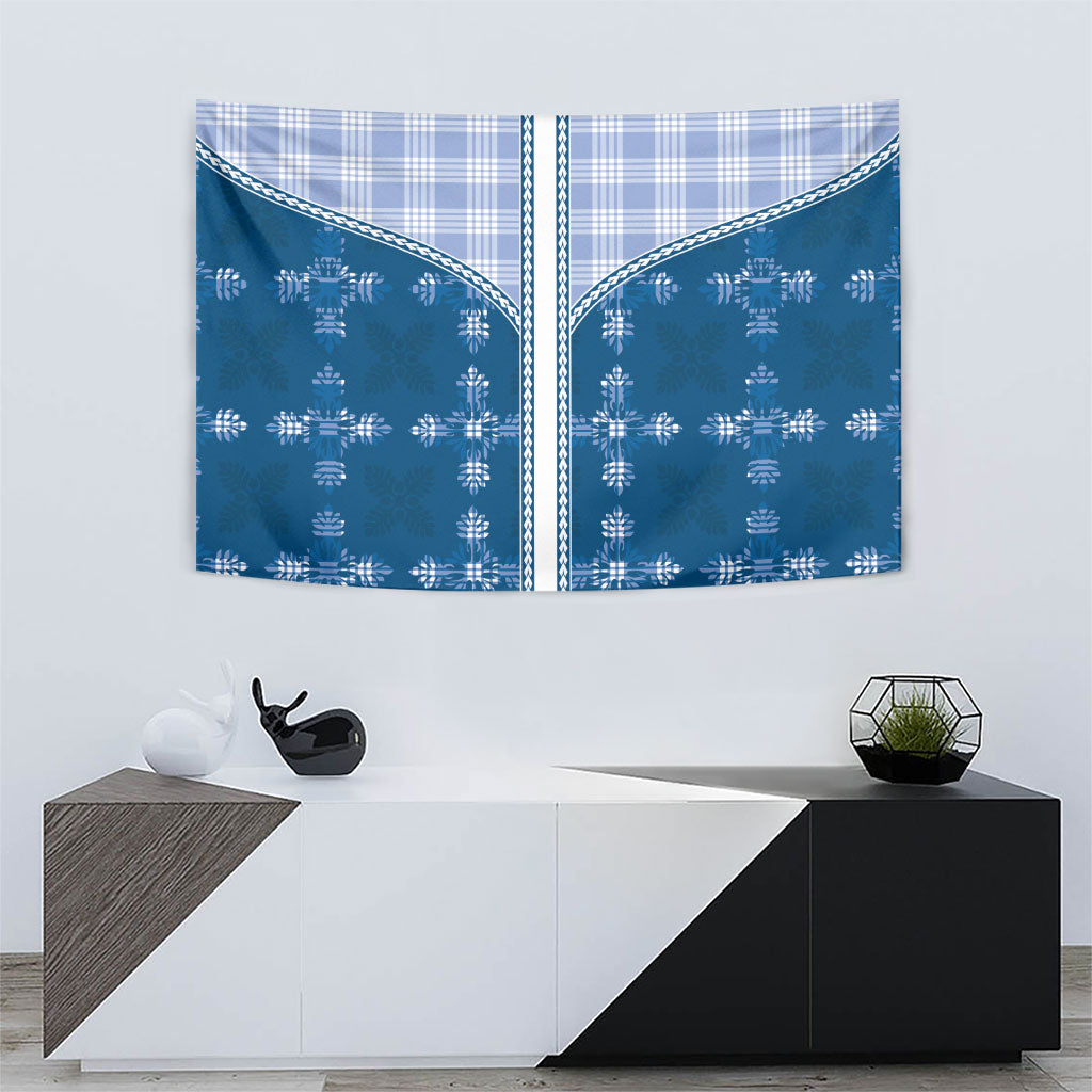 Blue Hawaii Paniolo Quilt Motif Tapestry
