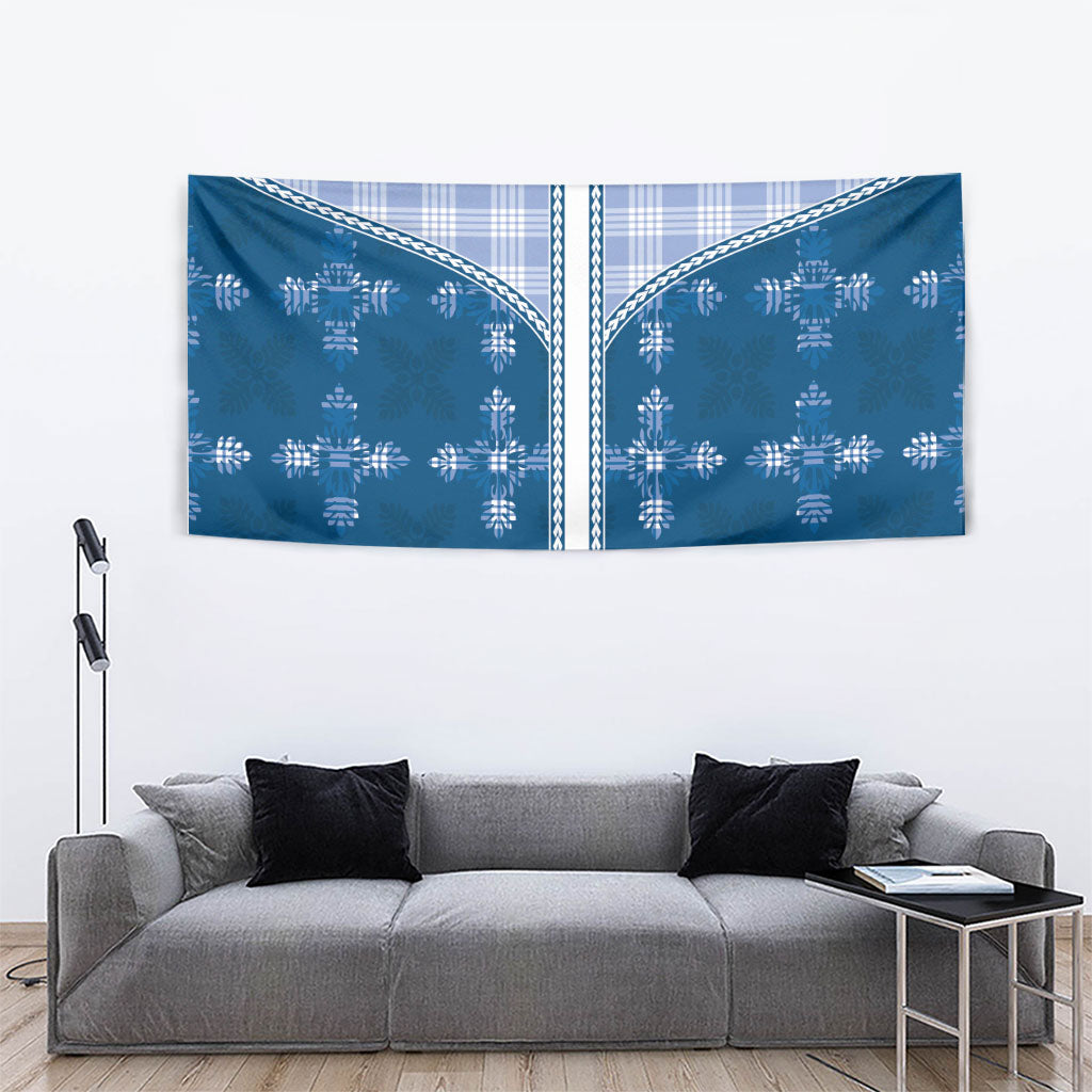 Blue Hawaii Paniolo Quilt Motif Tapestry