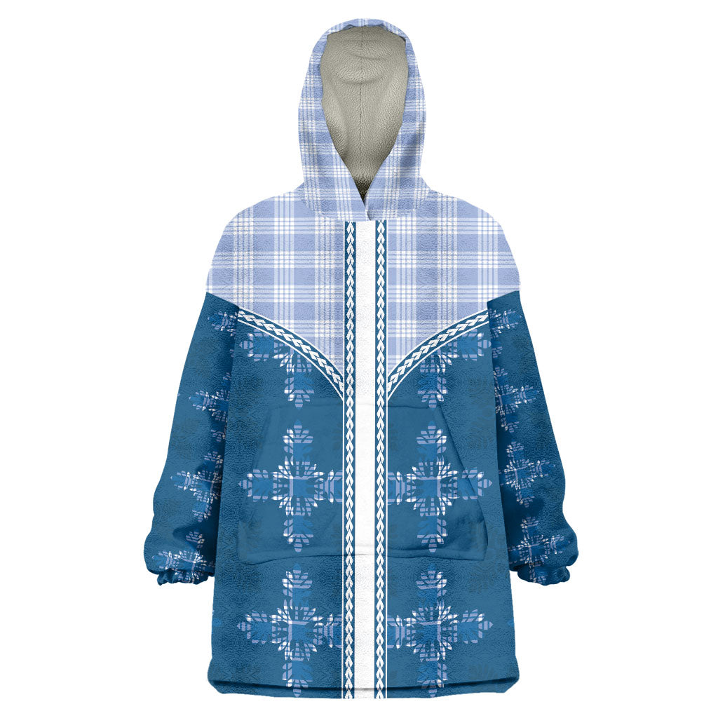 Blue Hawaii Paniolo Quilt Motif Wearable Blanket Hoodie