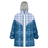Blue Hawaii Paniolo Quilt Motif Wearable Blanket Hoodie