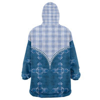 Blue Hawaii Paniolo Quilt Motif Wearable Blanket Hoodie
