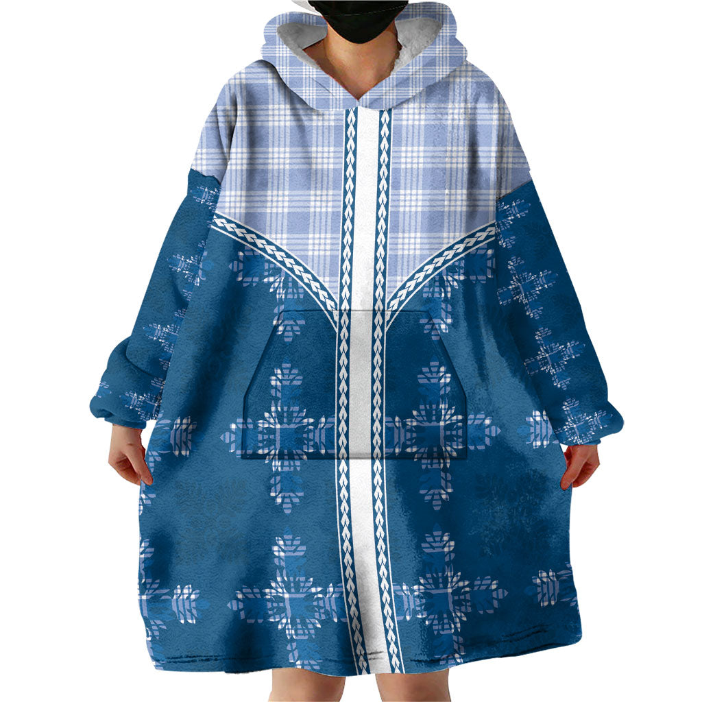 Blue Hawaii Paniolo Quilt Motif Wearable Blanket Hoodie