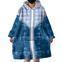 Blue Hawaii Paniolo Quilt Motif Wearable Blanket Hoodie