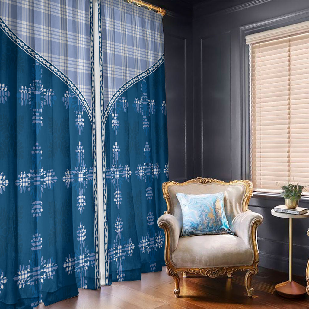 Blue Hawaii Paniolo Quilt Motif Window Curtain
