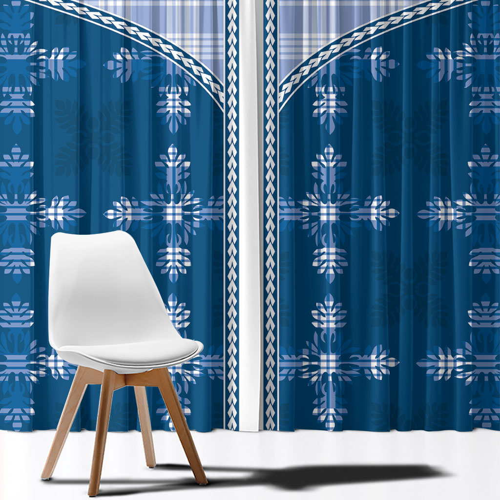 Blue Hawaii Paniolo Quilt Motif Window Curtain