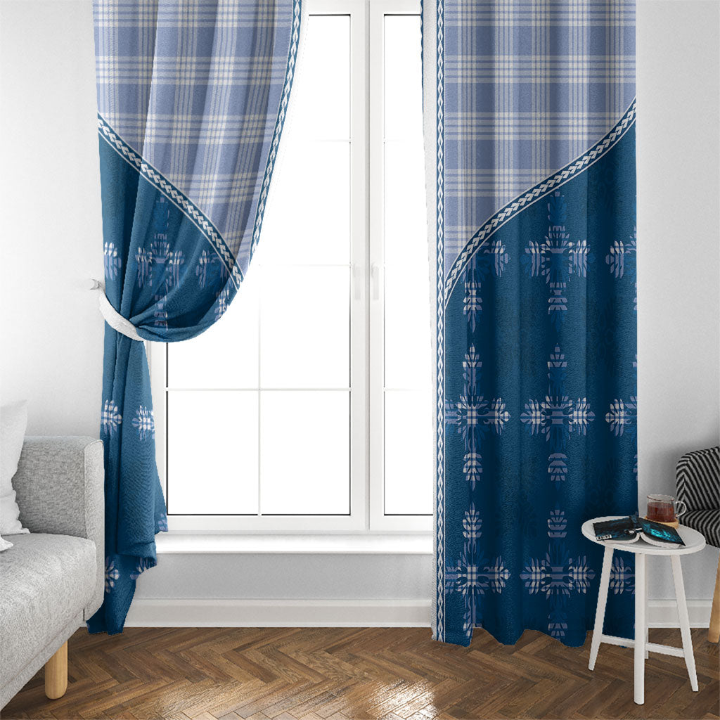 Blue Hawaii Paniolo Quilt Motif Window Curtain