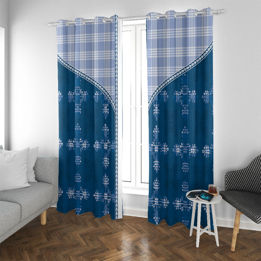 Blue Hawaii Paniolo Quilt Motif Window Curtain