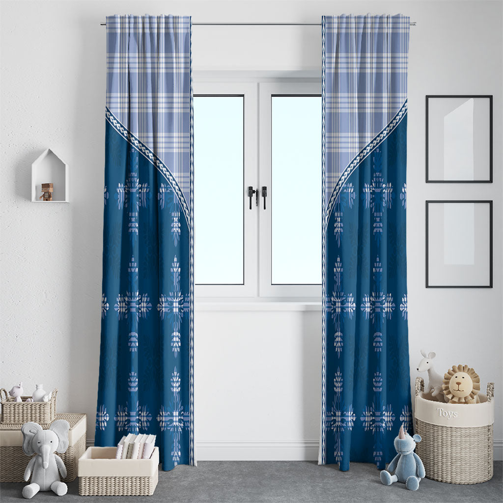 Blue Hawaii Paniolo Quilt Motif Window Curtain