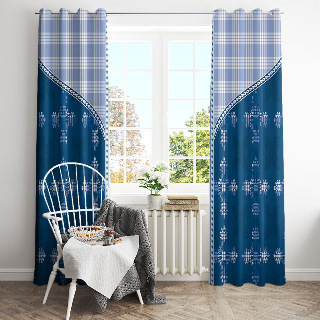 Blue Hawaii Paniolo Quilt Motif Window Curtain