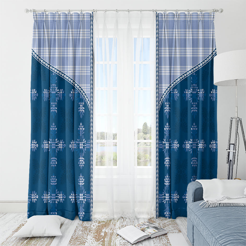 Blue Hawaii Paniolo Quilt Motif Window Curtain