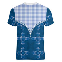 Blue Hawaii Paniolo Quilt Motif Women V-Neck T-Shirt