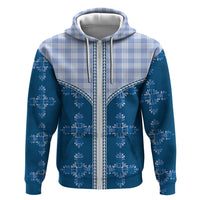 Blue Hawaii Paniolo Quilt Motif Zip Hoodie