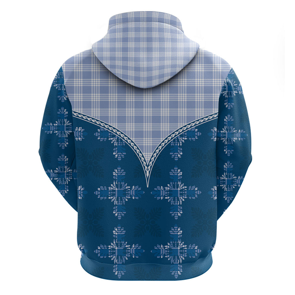 Blue Hawaii Paniolo Quilt Motif Zip Hoodie