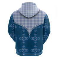 Blue Hawaii Paniolo Quilt Motif Zip Hoodie