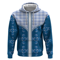 Blue Hawaii Paniolo Quilt Motif Zip Hoodie