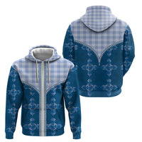 Blue Hawaii Paniolo Quilt Motif Zip Hoodie