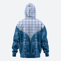 Blue Hawaii Paniolo Quilt Motif Zip Hoodie