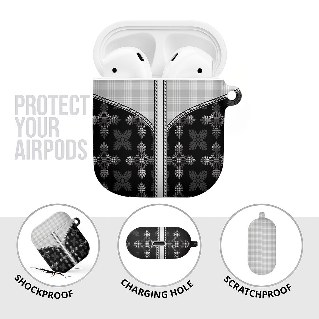 Black Hawaii Paniolo Quilt Motif AirPods Case