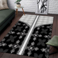 Black Hawaii Paniolo Quilt Motif Area Rug