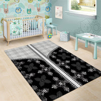 Black Hawaii Paniolo Quilt Motif Area Rug