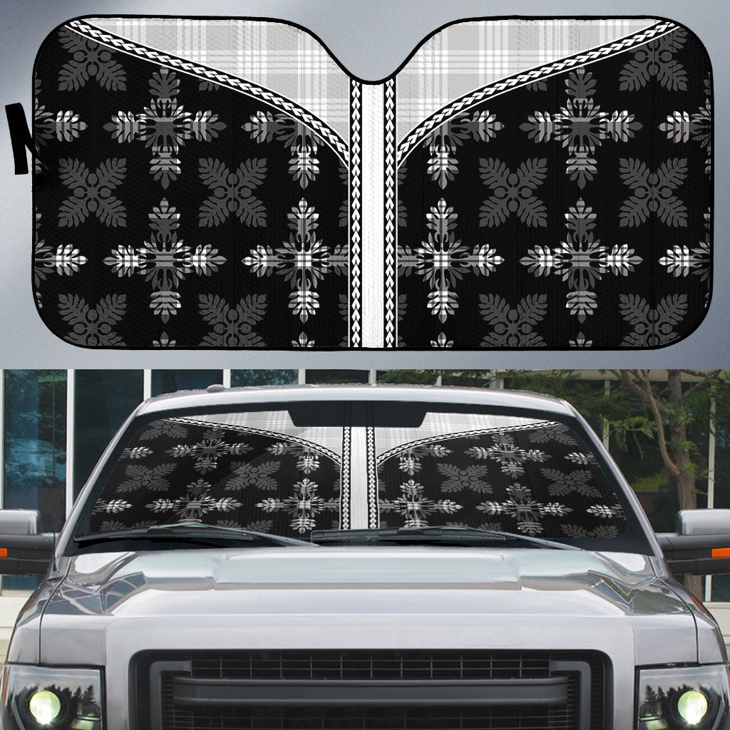 Black Hawaii Paniolo Quilt Motif Auto Sun Shade
