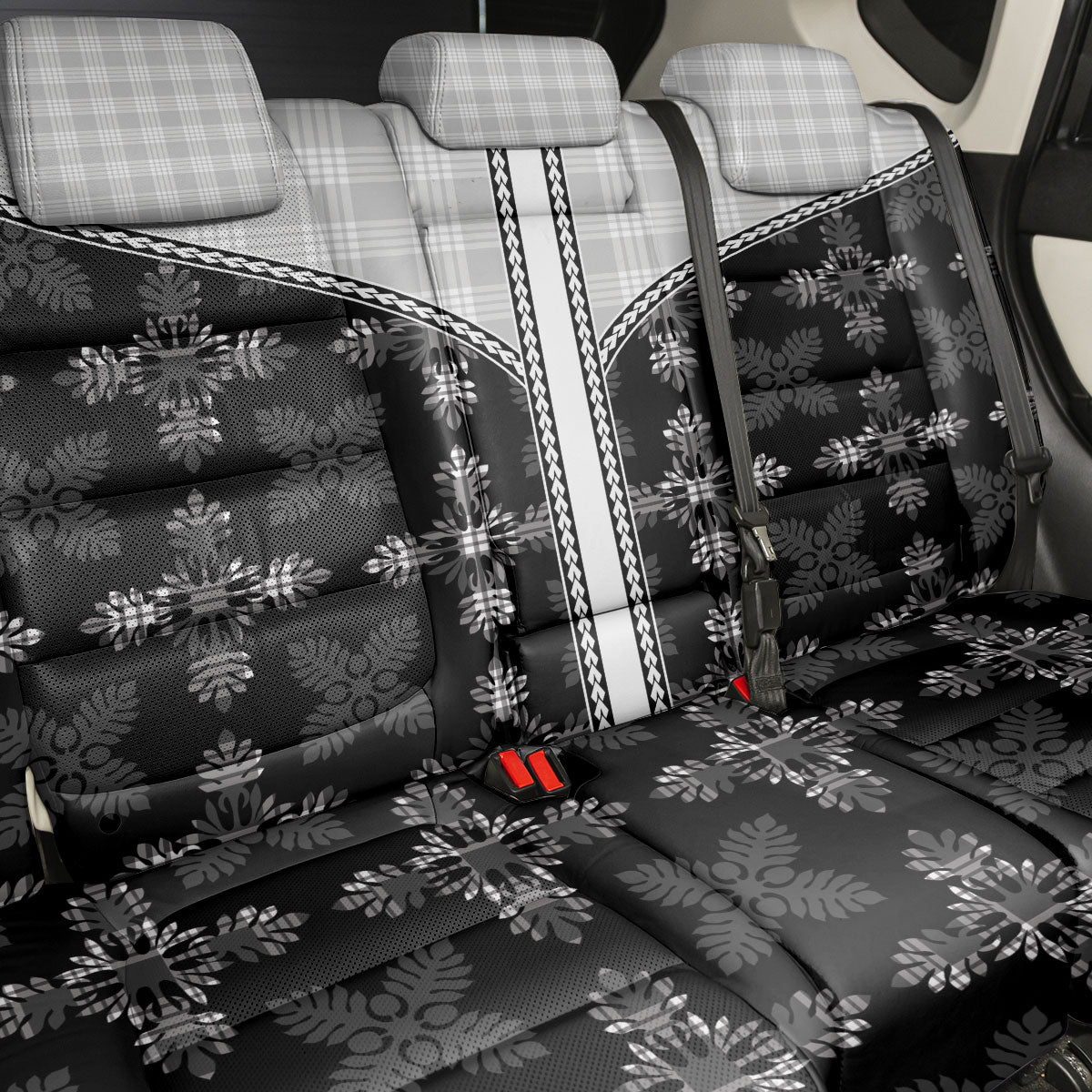 Black Hawaii Paniolo Quilt Motif Back Car Seat Cover