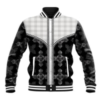 Black Hawaii Paniolo Quilt Motif Baseball Jacket