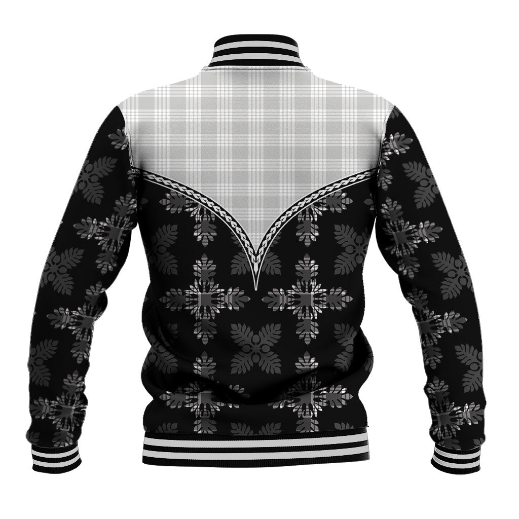 Black Hawaii Paniolo Quilt Motif Baseball Jacket