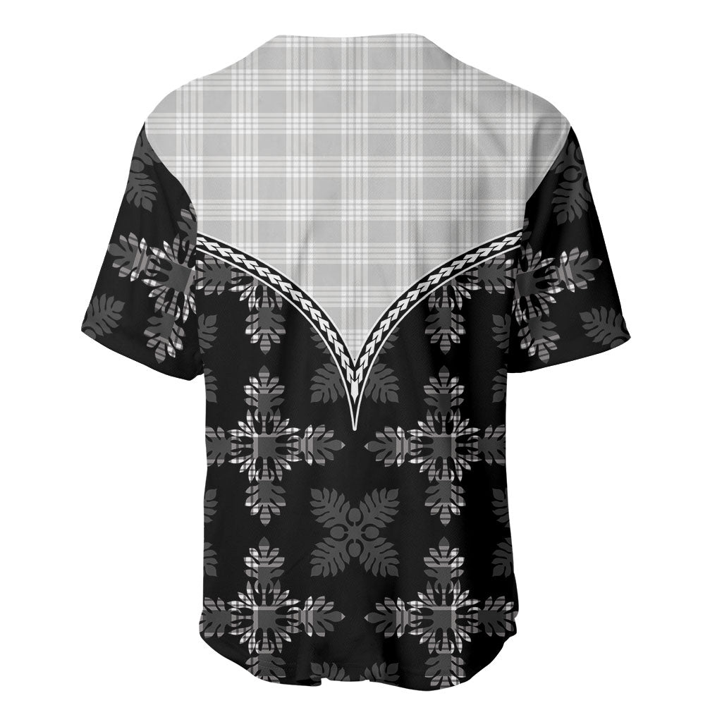 Black Hawaii Paniolo Quilt Motif Baseball Jersey