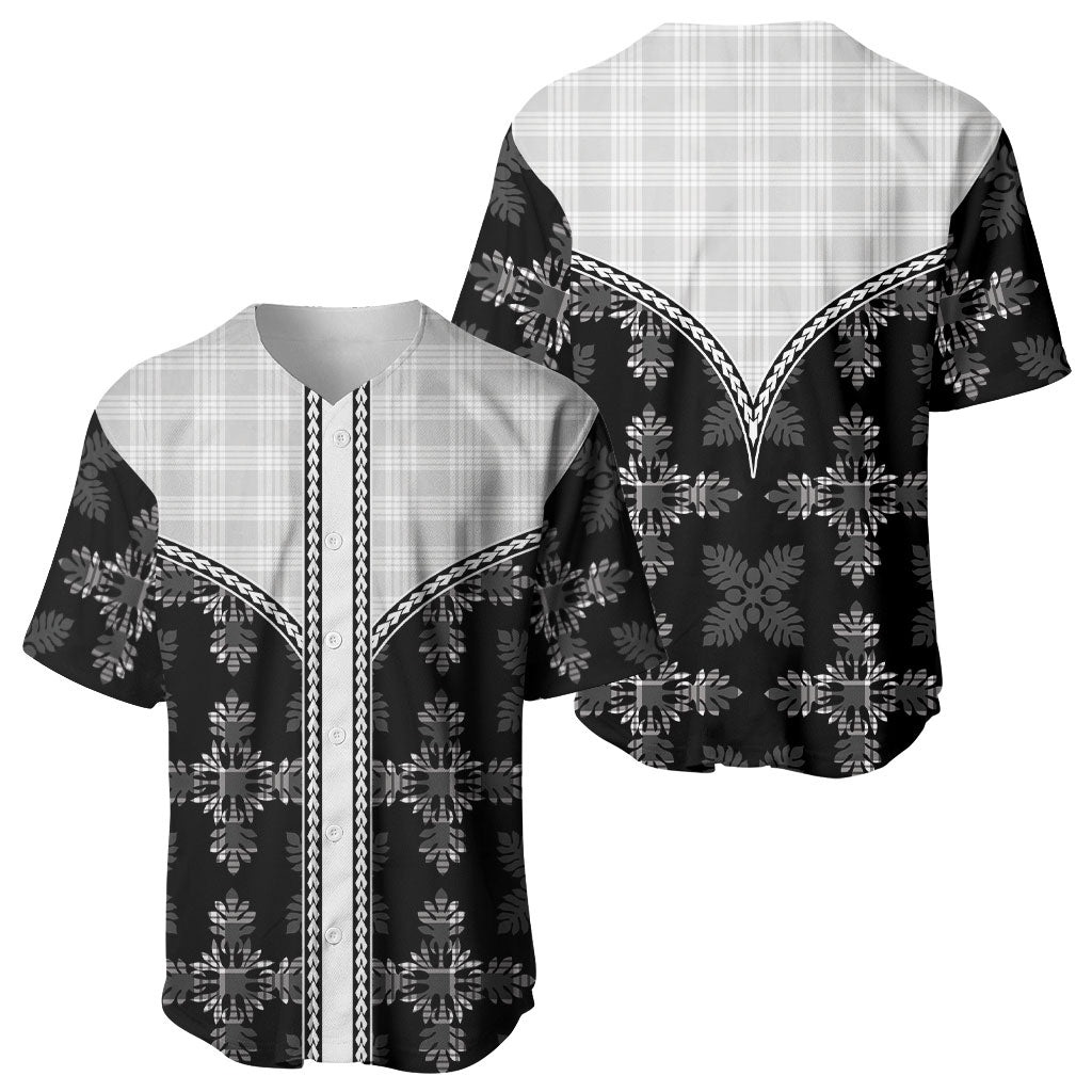 Black Hawaii Paniolo Quilt Motif Baseball Jersey