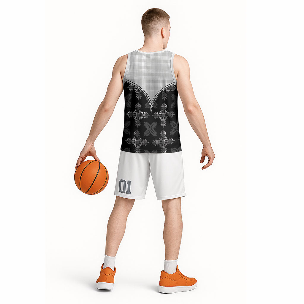 Black Hawaii Paniolo Quilt Motif Basketball Jersey