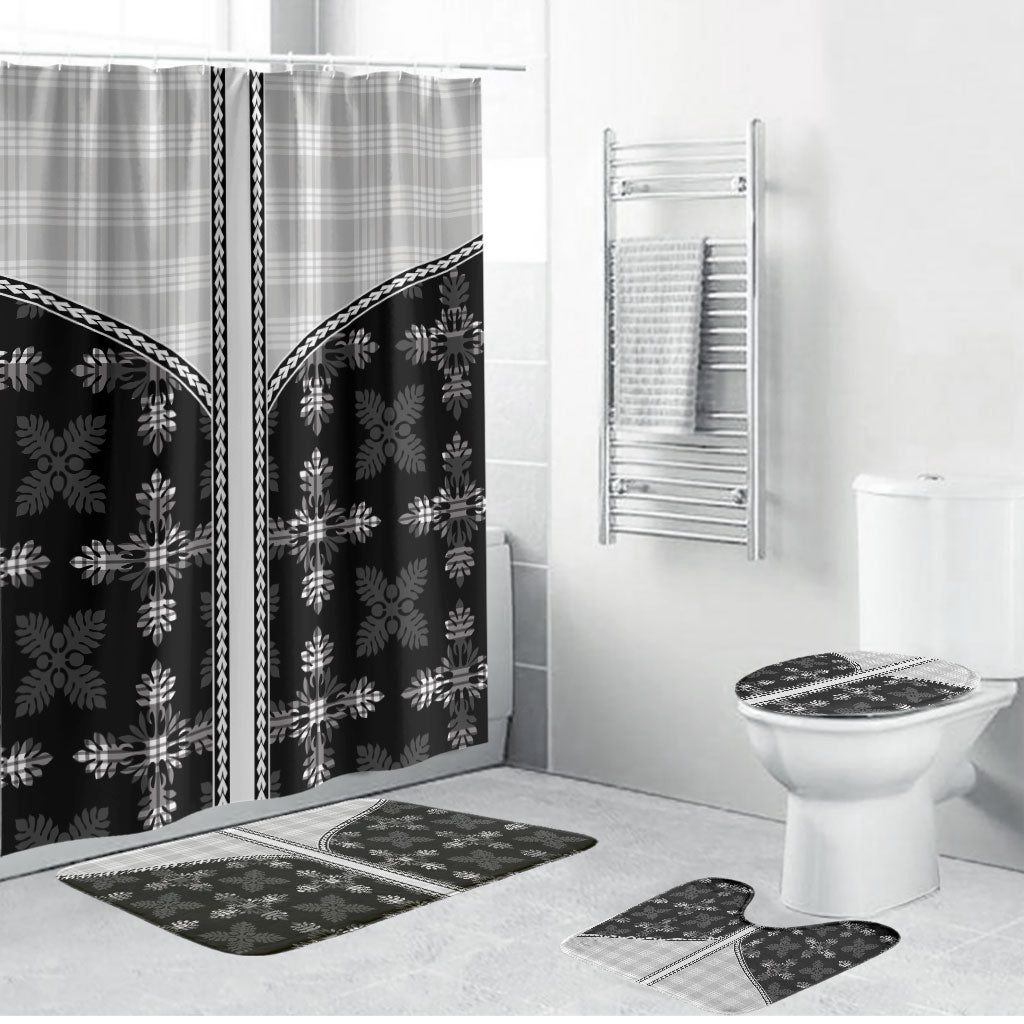 Black Hawaii Paniolo Quilt Motif Bathroom Set LT05 Bathroom Set (4 pcs) Black - Polynesian Pride