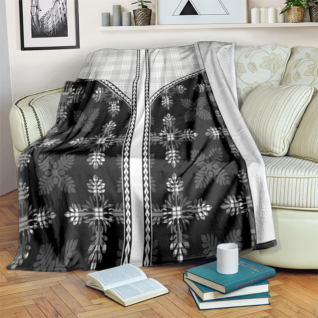 Black Hawaii Paniolo Quilt Motif Blanket